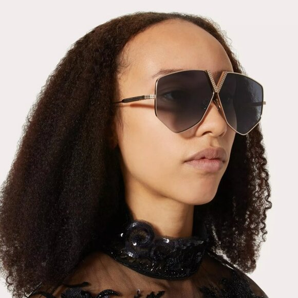 Valentino Men Sunglasses Titanium Gold Grey Oversized Aviator V - HEXAGON - Picture 13 of 16